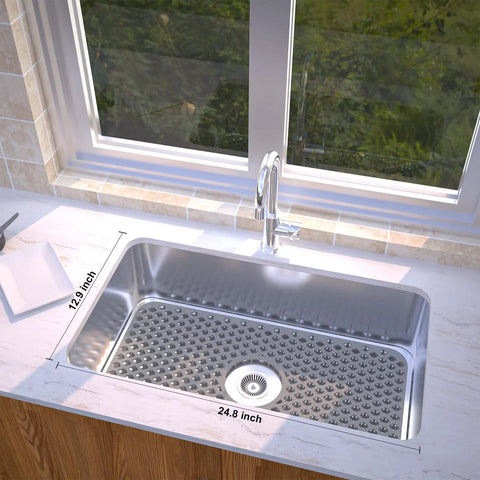 Silicone Kitchen Sink Mat With Non Slip Design, Stable Farmhouse Sink Protector for Stainless Steel Drainboard, Gray
