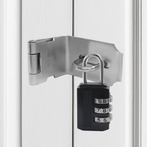 2 Pack 4 Inch 90 Degree Stainless Steel Hasp Latch Set For Barn Doors Closets And Cabinets Durable 304 Stainless Steel with Combination Lock