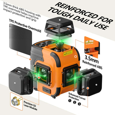 Three 360 Degree Laser Level With Self Leveling Tech Green Beams For Full Room Coverage Pro Grade Tools For Tile Installation Cabinet Mounting Remodeling And Quick Layout, reinforced ABS housing