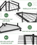 Corner Triangular Garden Tool Organizer for Long Handled Tools and Rakes Brooms Heavy Duty Steel Yard Tool Storage Rack details