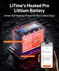 Heavy Duty 12 Volt LifePO4 Battery 320Ah with self-heating and frost-proof shielding on a circuit board.