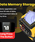 4 In 1 Laser Tape Measure With Level And Crosshairs, 130 Ft Laser Range And 16 Ft AutoLock Tape, Large LCD Display, Measures Area, Volume, Pythagorean And Cosine With Crosshair Precision For Quick DIY And Home Projects, yellow and black handheld unit with data memory button