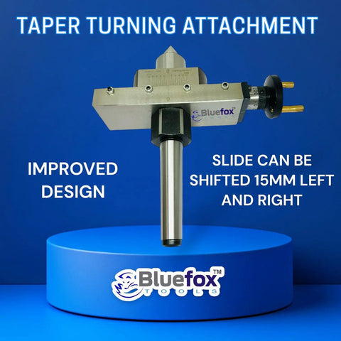 2MT Lathe Taper Turning Attachment With Revolving Live Center For Offsetting Tailstock Hardened Point Two Handle Rotational Precision 0.75mm Pro Grade Lathe Tool Accessory For Precision Machining displayed on blue platform