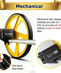 MZZKFC Hand Push Mechanical Measuring Wheel with Non-Slip Handle features a yellow wheel and mechanical dial for precise measurements.
