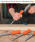 4 Piece Wood Chisel Set With Steel Hammer End And Ergonomic Plastic Handles For Woodworking Includes 6mm 12mm 18mm And 24mm Chisels Pro Grade And Handy For Carving Shaping And Craft Projects