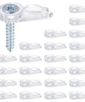 24 Pack Clear Flush Glass Retainer Clips For Cabinet And Screen Doors With Self Tapping Screws arranged in a grid layout.