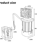 Solid 120W AC Worm Gear Motor Featuring Massive 18Nm Torque And A Smooth Variable Speed Controller For Adjustable 90-1600Rpm Operation Plus Tough Aluminum Build for Industrial Use, with dimensions displayed.