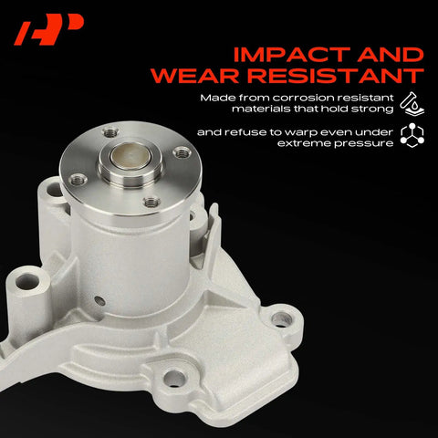 Heavy Duty Cooling System Water Pump Replacement With Precision Seal Kit Fits Hyundai Elantra Tiburon Tucson Kia Soul 1996 Through 2012 1.8L 2.0L DOHC No Sweat Swap, showcasing durable aluminum housing.