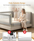 Kid Friendly Three Piece Bed Rail Guard For Toddlers And Babies With Height Adjustable Guard And Headboard Rod on bed