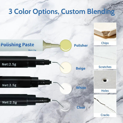 Quartz Countertop Repair Kit Quick Fix For Chips Cracks And Scratches On Granite Marble Ceramic Tile And More