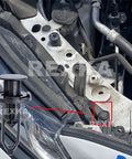 Close-up of 20 Piece Fender Liner And Bumper Cover Grille Retainer Clips Kit For Toyota And Lexus Vehicles installed under hood