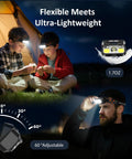 Children using Rechargeable Waterproof LED Headlamp With Motion Sensor Ultra Bright White And Red Light 8 Lighting Modes 1500mAh Battery Long Press Power Off Ideal For Camping Cycling Running Fishing 4 Pack