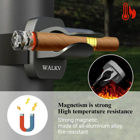 Magnetic Cigar Holder For Golf Cart With Velcro Mount Universal Fit For 30 To 60 Ring Gauge Aluminum Rest holds cigar securely.