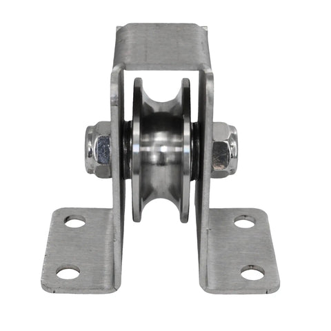 Removable U Bearing Fixed Pulley For Wire Rope Systems, 304 Stainless Steel, Heavy Duty Wheel With Quiet Operation, Rustproof Waterproof, High Temperature Resistant, 12mm Slot Width, Smooth Lifting And Traction front view