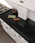Kitchen countertop with Wide Black Marble Countertop Contact Paper Waterproof Glossy Marble Wallpaper Peel And Stick 32 Inch Wide By 354 Inch Long Self Adhesive Vinyl Film For Kitchen Bathroom Desk Walls Durable Easy Install
