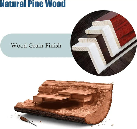 Top Tier Wood Edge Nosing Trim For Window Sills And Door Frames Heavy Duty Stair Edge Guard and Wall Corner Shield with natural pine wood finish.