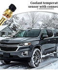 Road Ready Direct Fit Engine Coolant Temperature Sensor Replacement For 19236568 with connector in snowy environment.