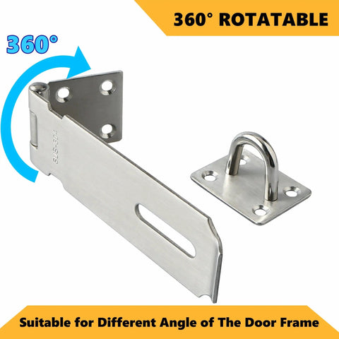 Heavy Duty 3 Inch Padlock Hasp Latch Rock Solid 304 Stainless Steel Security Bracket For Exterior Wood Doors And Metal Fence Gates Rust Free No Sweat Install