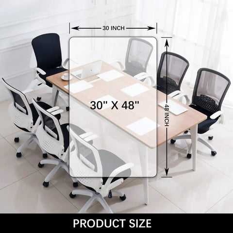 Clear Chair Mat For Hardwood Floors 30 By 48 Inches, positioned under office chairs, showing product size and transparent design