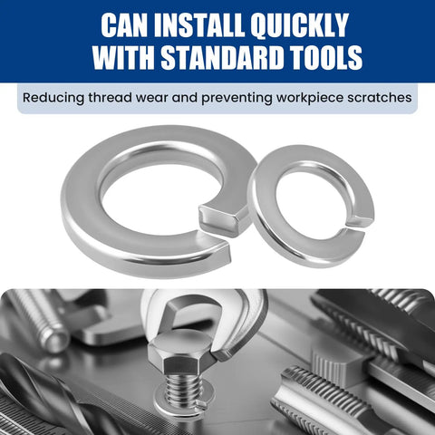 Heavy Duty Stainless Steel Lock Washers Kit 150 Pcs 18 8 304 Grade Spring Lock Washers Assortment For Auto DIY Marine Use Rust Resistant Built To Last Hardware Great For Home And Workshop Projects, 304 stainless split washers