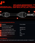 Diagram of Front CV Axle Shaft Assembly Pair For Toyota Camry 2007 2017 with specifications and ISO certifications list