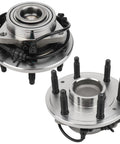 Front Wheel Hub Bearing Assembly 2WD Only 2 Pack for Silverado 1500 Tahoe Yukon Escalade Suburban Express Savana 1500 1999 to 2013 Exact Fit Replacement Durable ABS Heavy Duty Hub Kit for GM Trucks, showing two units with wires and bolts.