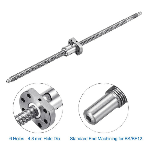 Beefy SFU1204 Ball Screw Kit With Nut Anti Backlash for 12mm Diameter Lead 4mm 400mm Length for BK BF12 CNC Machines
