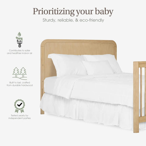 Crib To Full Bed Conversion Rails For Cove Collection Wooden Bed Rails In Natural Oak Finish seamless transition setup