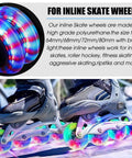 8 Pack Lit Up Inline Skate Wheels 64mm 72mm 76mm 80mm With ABEC 9 Bearings 85A Durometer For Indoor And Outdoor Use Replacement Set