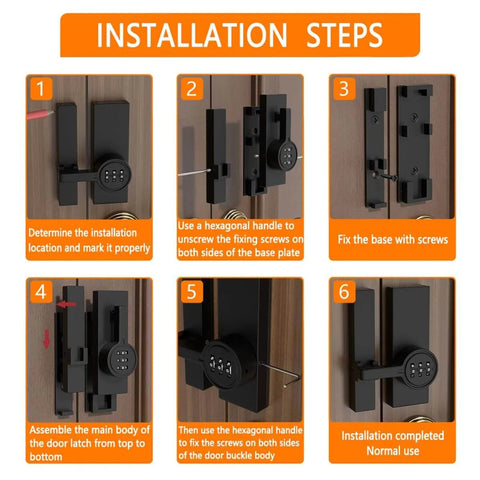 Installation steps for 2 Pack White 180 Degree Barn Door Lock With 3 Digit Password Keyless Mechanical Lock Flip Latch