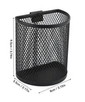 Heavy Duty Industrial Alloy Steel Mesh Pen Holder With Wall Mount Hook Dope Space Saving Desk Organizer Badass Cup Stand For Office School And Creative Pros, 9.5cm tall, black mesh design.