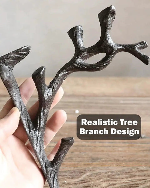 Branch Style Wall Mount L Brackets Vintage Rustic Decorative Support For Kitchen Home Office Thick Wood Shelves, cast iron branch design.