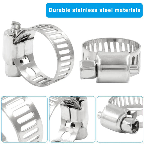 Heavy Duty 20 Pack 304 Stainless Steel Hose Clamps Three Eighths To Five Eighths Inch Universal Worm Gear Pipe Clamps