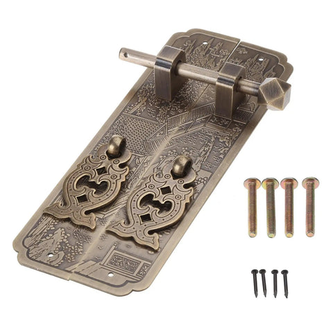 Retro Brass Drawer Knob Set For Cabinets And Dressers, vintage square pull handle with screws, classic Chinese craftsmanship design