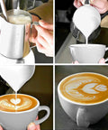 Stainless Steel Milk Frothing Pitcher With Double Scale Inside For Precise Milk Froth Easy Pour Dripless Spout 12 Oz 350 Ml Latte Art