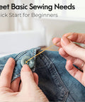 Travel Friendly Portable Sewing Kit With All The Essentials Thread Needles Scissors And Basic Tools being used to sew a button