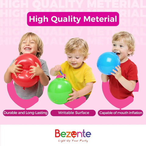 Children playing with Lit Assorted Rainbow Latex Balloons 100 Pack 12 Inch Round Helium Balloons For Birthday Parties Bridal Showers Weddings And Party Decor Bright Color Balloon Set For Indoor Or Outdoor Celebrations