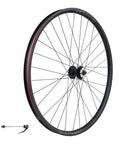 Front view of Versatile Mountain Wheelset For 26, 27.5, And 29 Inch Bikes With 6-Bolt Disc Brakes, shown with QR hub skewer