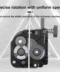 Upgraded Dual Gear Extruder For K1 Max And K1C 3D Printers shown in detailed side view with gear mechanism visible.