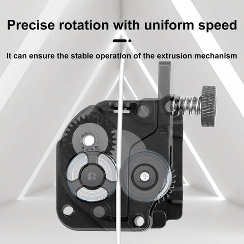 Upgraded Dual Gear Extruder For K1 Max And K1C 3D Printers shown in detailed side view with gear mechanism visible.