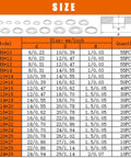 580 Piece Aluminum Oil Drain Plug Washer Set for Your Ride and More, 18 Sizes From M6 To M24, size chart illustration with dimensions