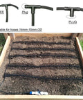 Top Notch 3/8 Inch Soaker Hose Repair Kit Featuring Six Black Tee Connectors And End Plugs Designed To Build Or Fix Garden Watering Systems With Secure Fittings For Irrigation Tubing That Gets The Job Done Right.