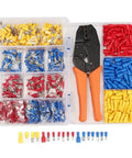 Massive 900 Pc Insulated Male Female Spade Wire Terminals Butts Kit With Crimping Pliers For 22 To 10 Awg Electrical Jobs Made Easy. Color-coded terminal set with crimping pliers in storage case