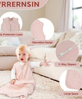 All Cotton Baby Sleep Sack 0 To 6 Months TOG 0.5 Wearable Blanket Three Pack with baby wearing lightweight pink design
