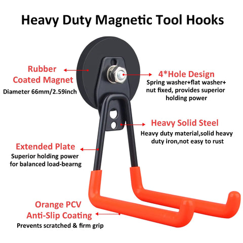 Magnetic Power Tool Organizer For Garage And Workshop Tough As Nails Heavy Duty 2 Pack Rubber Coated Magnetic Hooks