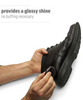 Applying Black Leather Shoe Creme That Polishes And Protects Smooth Leather Keeps Your Kicks Looking Fresh And Shiny For Everyday Wear Long Lasting Gloss For All Your Shoes on a black leather shoe