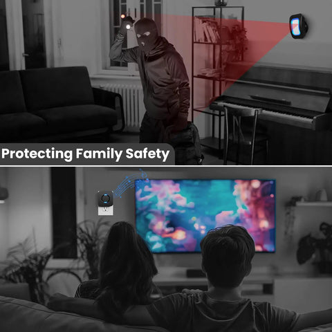 Motion Sensor LED Light With Wireless Alarm Chimes And 500 Ft Range, 58 Ringtones, protecting home with motion detection
