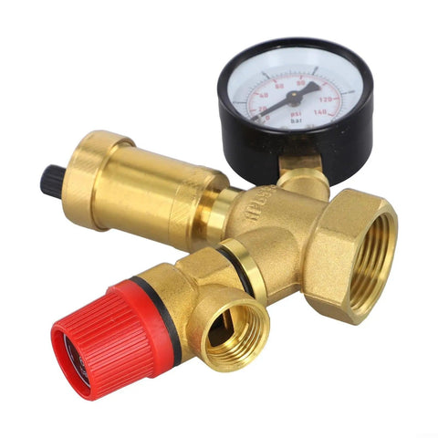 All In One Brass Boiler Safety Group With Pressure Relief Valve Air Vent And Gauge For Closed Heating Circuits 6 Bar Limit