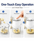 Mini Electric Garlic chopper with 350ml Thick Glass Bowl and Upgraded 6 Stainless Steel Blades in three operation steps.