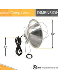 Clamp Lamp With 10 Inch Reflector And Bulb Guard, 300 Watt Bulb, 6 Foot Cord, Heavy Duty Spring Clamp shown in side view